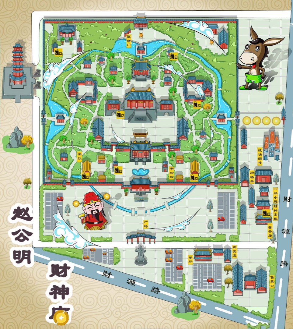 滨州寺庙类手绘地图